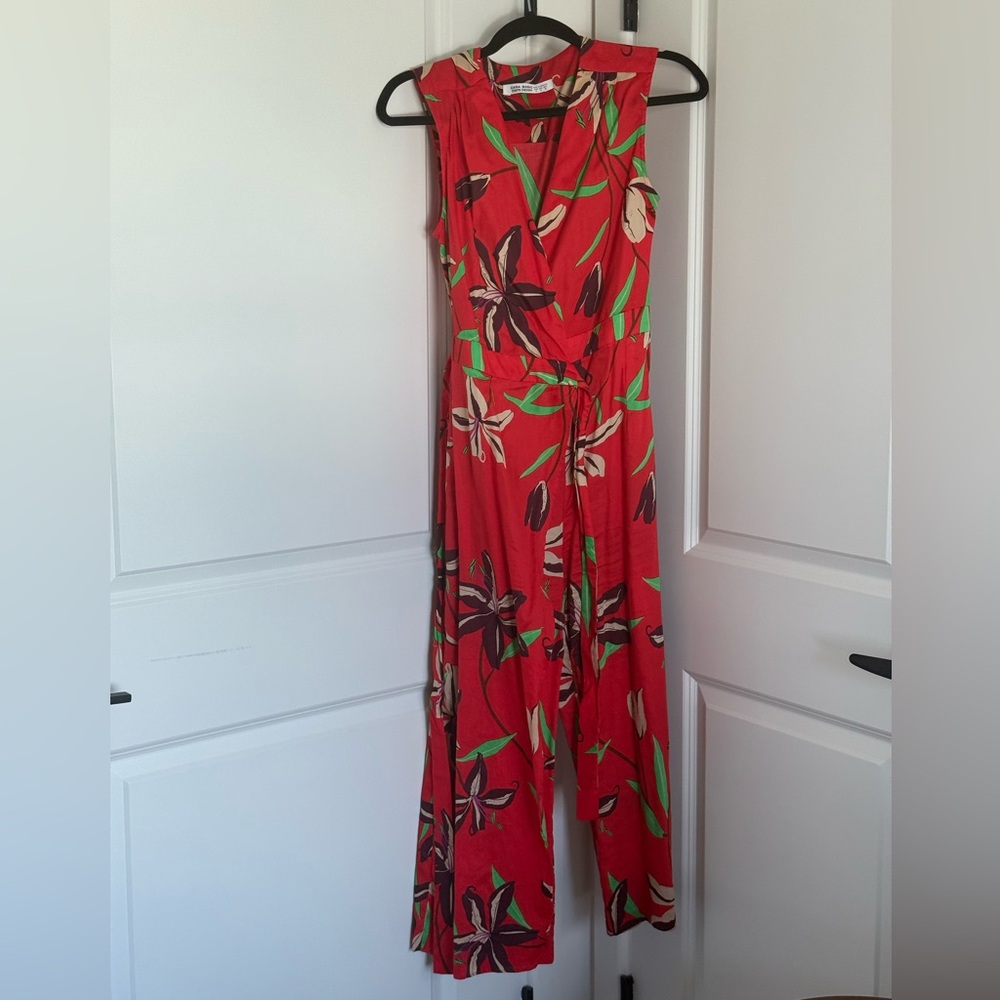 Zara Floral Red Jumpsuit